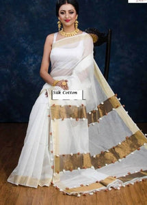 Trendy Handloom Silk Cotton Saree With Blouse Piece