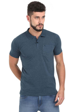 Men Grey Solid Cotton Polo T-shirt