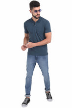 Load image into Gallery viewer, Men Grey Solid Cotton Polo T-shirt