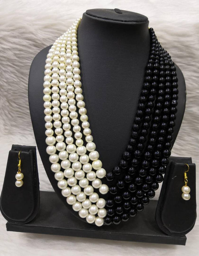 Pearl 5 Layered Necklace With Earing