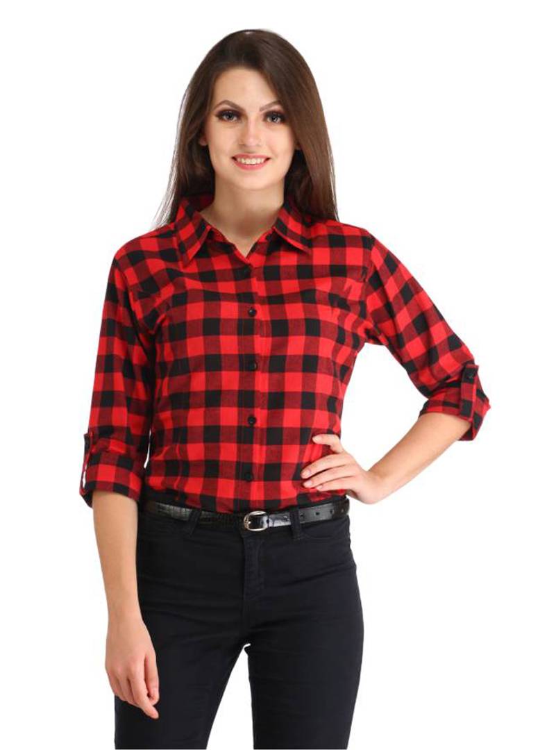 Women's Multicoloured Checked Regular Fit Shirt