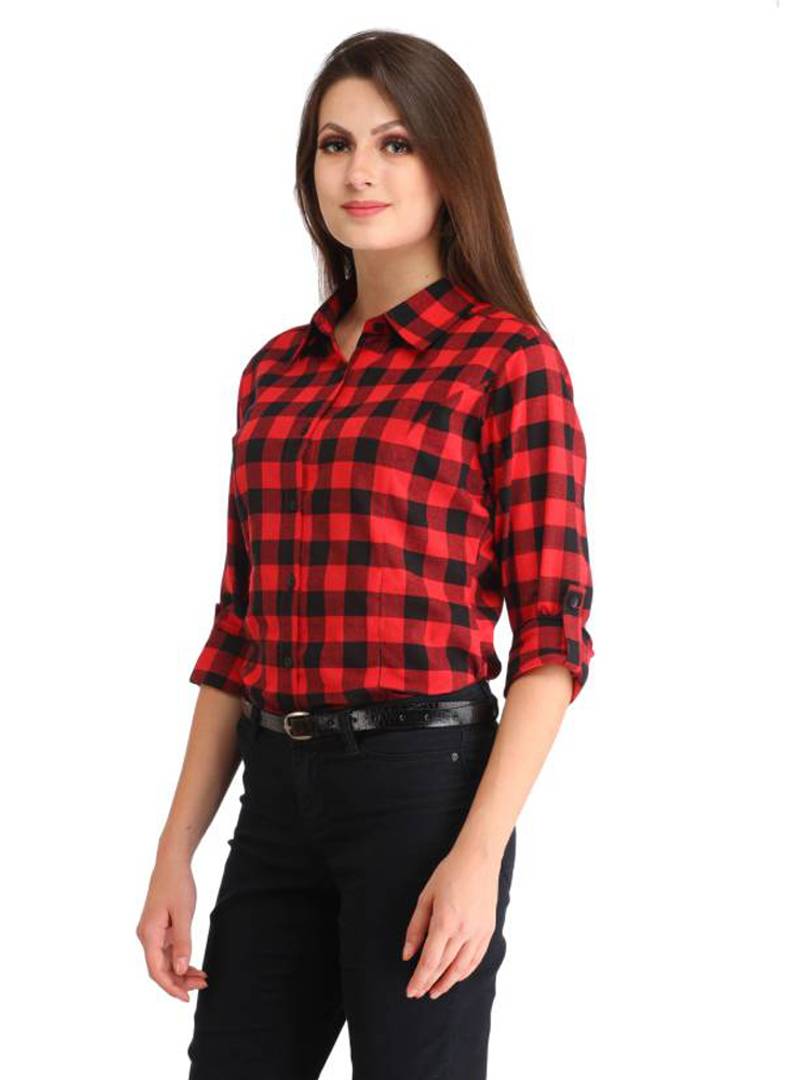 Women's Multicoloured Checked Regular Fit Shirt