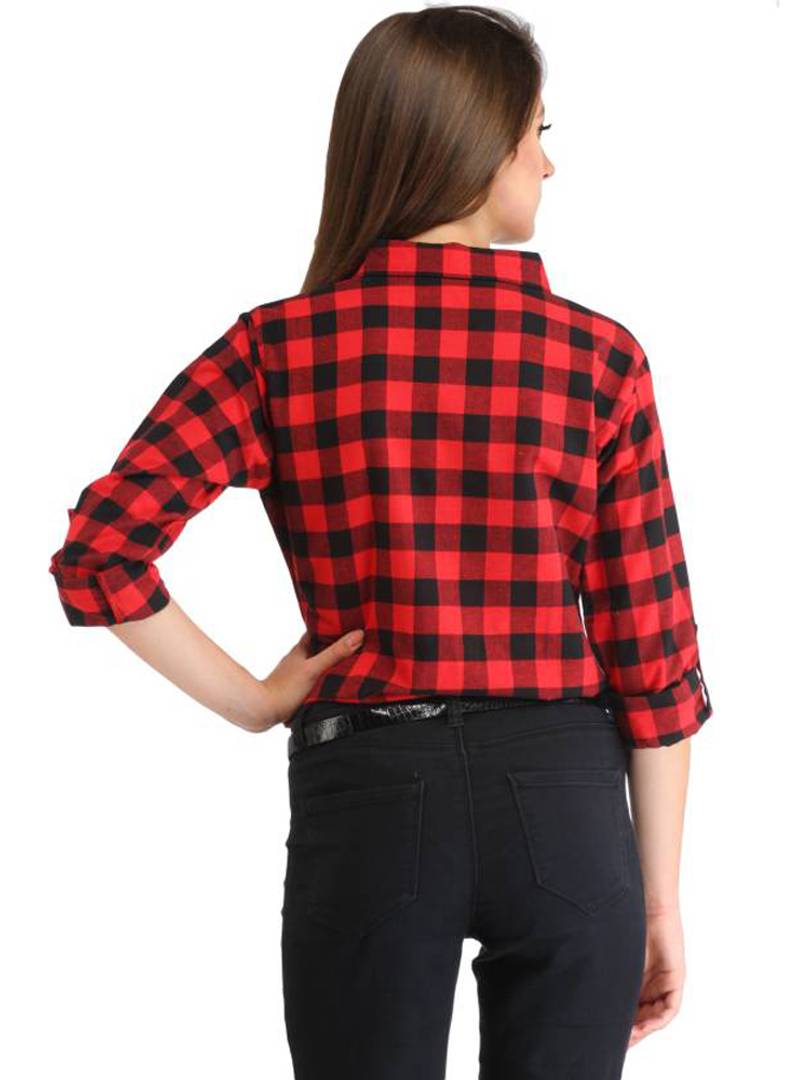 Women's Multicoloured Checked Regular Fit Shirt