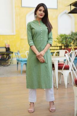 Cotton Solid Kurta With Thread Work