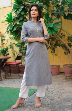 Cotton Solid Kurta With Thread Work