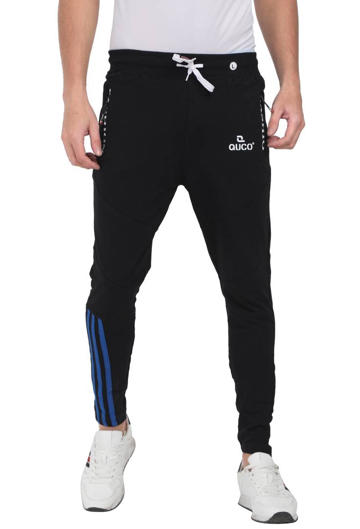 Mens Cotton Fleeze Track Pant - Black