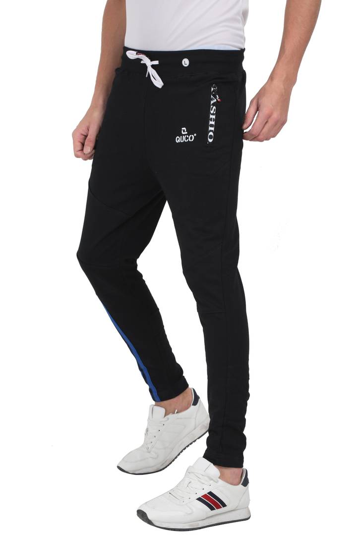 Mens Cotton Fleeze Track Pant - Black