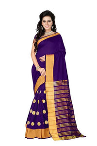 Trendy Multicolored Poly Cotton Saree With Blouse Piece