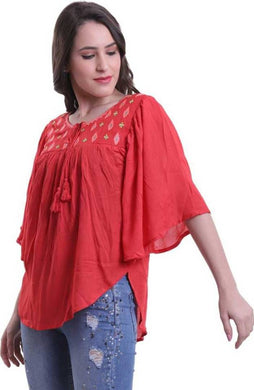 Cotton Embroidered Rayon Poncho Top