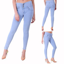 Load image into Gallery viewer, Women Blue Solid High Waist Denim Jeans