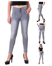 Load image into Gallery viewer, Grey Denim Regular Fit Mid Rise Jeans