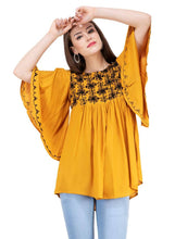 Load image into Gallery viewer, MUSTARD EMBROIDERED TOP