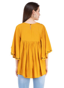 MUSTARD EMBROIDERED TOP