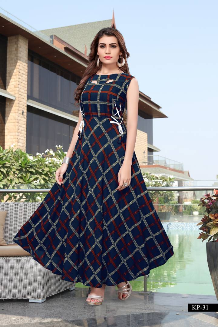 Trendy Multicoloured Rayon Anarkali Kurti - SVB Ventures 