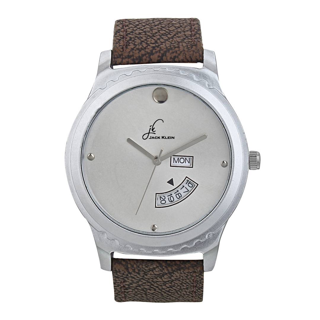 Day and Date Coffee Synthetic Leather  Watch for Men