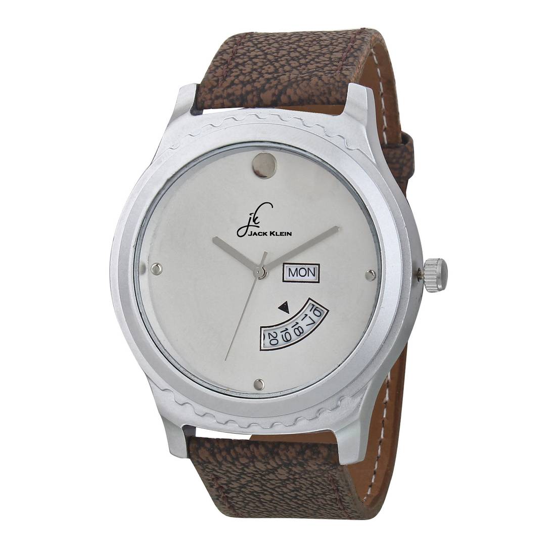 Day and Date Coffee Synthetic Leather  Watch for Men