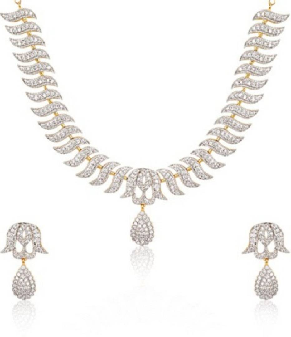 Golden Color American Diamond Alloy Jewellery Set