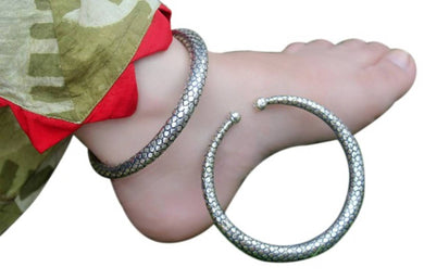 Oxidized Silver Metal Kada Anklet pair for Women