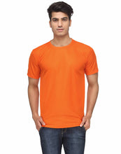 Load image into Gallery viewer, Men&#39;s Orange Solid Polyester Round Neck T-Shirt
