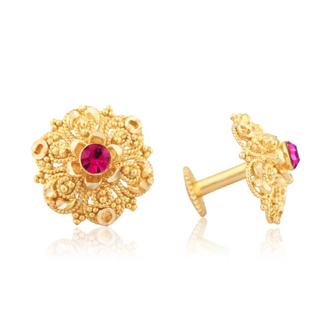 Traditional South Screw Back Alloy Gold and Micron Plated Round Earring - SVB Ventures 