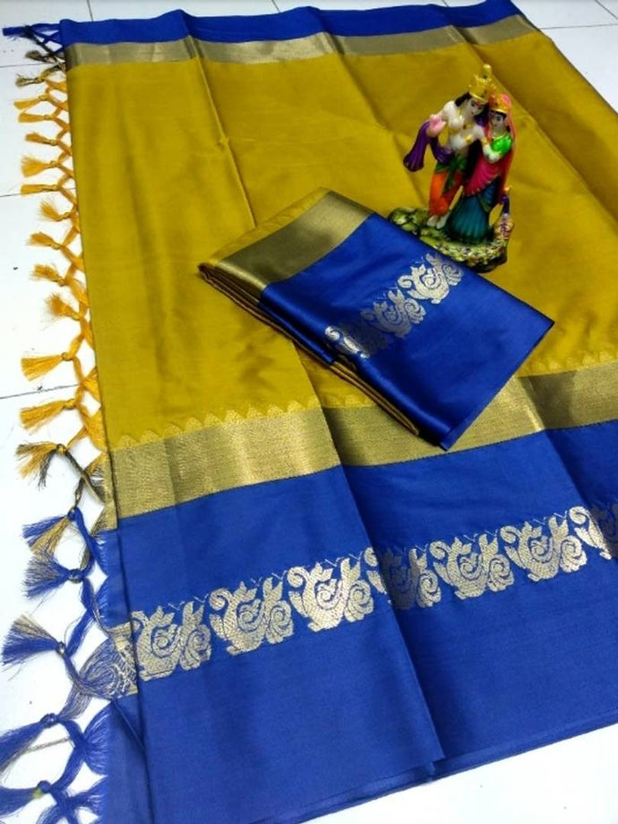 Designer Cotton Silk Saree With Blouse Piece