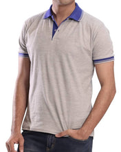 Load image into Gallery viewer, Grey Cotton Blend Solid  Polo T-Shirt