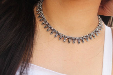 Oxidized Silver Necklace Choker for Women
