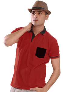 Red Solid Polyester Polo T-Shirts
