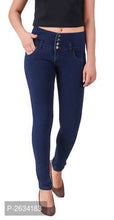 Load image into Gallery viewer, Women Navy Blue High Waist Denim Jeans
