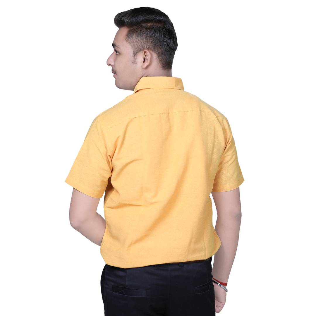 Yellow Solid Cotton Regular Fit Formal Shirt for Men's