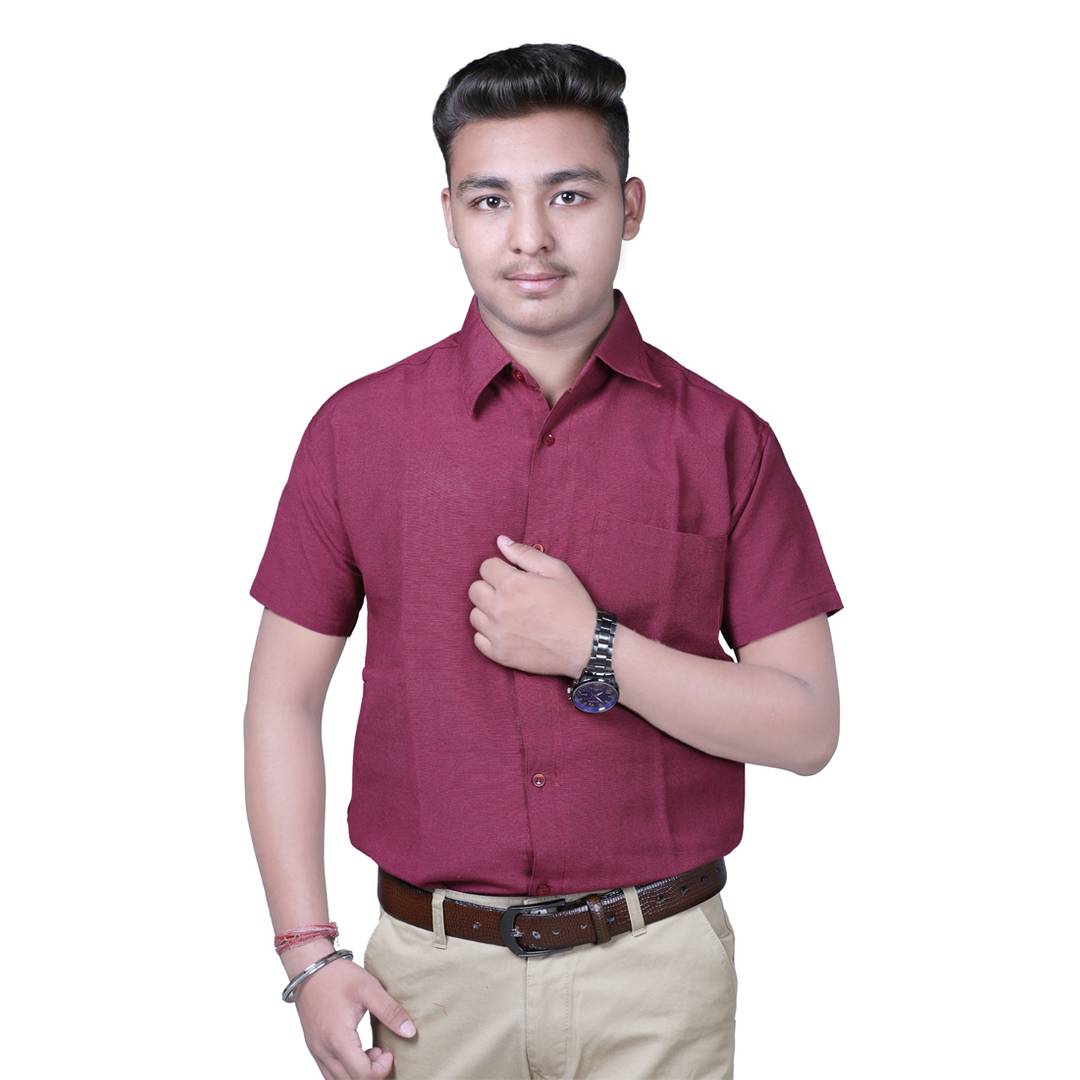 Maroon  Solid Cotton Regular Fit Formal Shirt for Men's