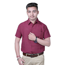 Load image into Gallery viewer, Maroon  Solid Cotton Regular Fit Formal Shirt for Men&#39;s