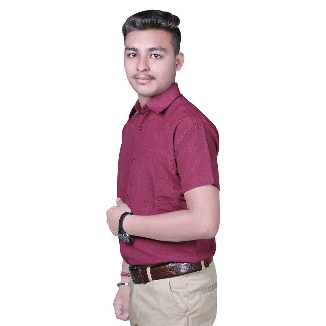 Maroon  Solid Cotton Regular Fit Formal Shirt for Men's