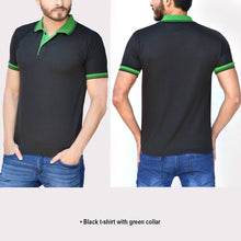 Load image into Gallery viewer, Black Solid Polyester Blend Polo T-Shirt