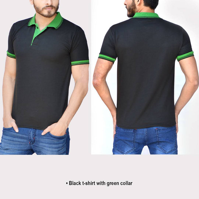 Black Solid Polyester Blend Polo T-Shirt