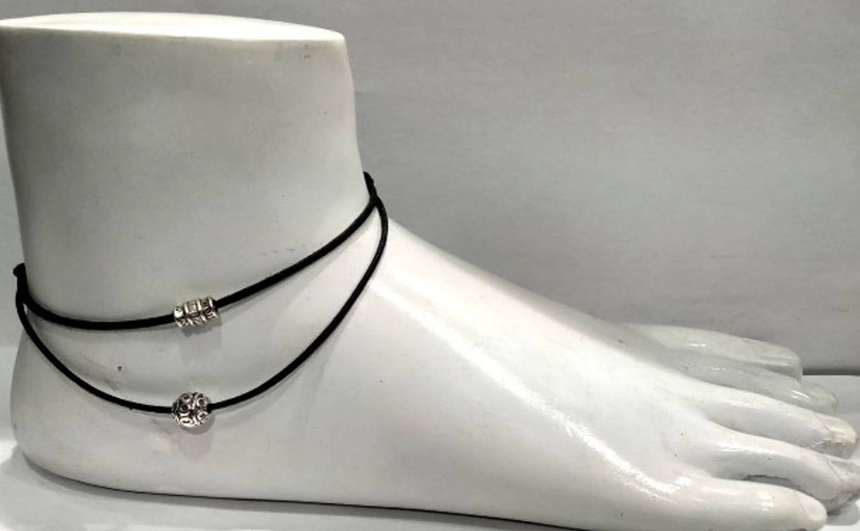 New Black Thread Anklet in tow layer