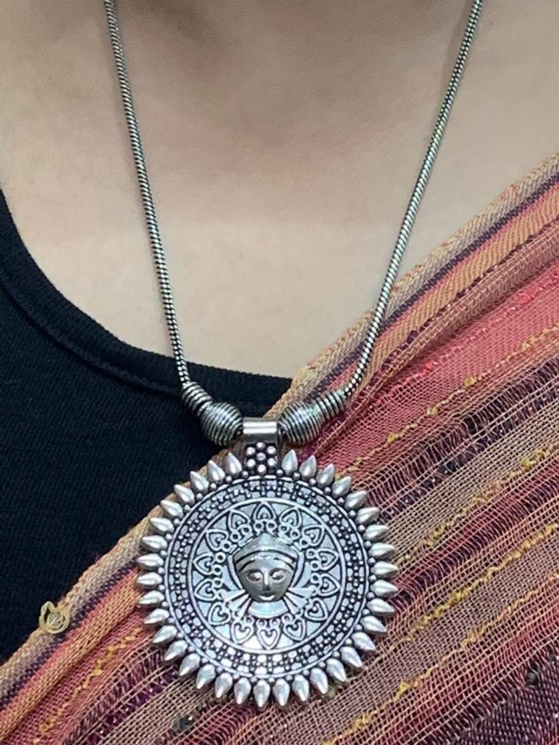 Trendy Oxidised Pendant With Chain