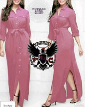 Load image into Gallery viewer, Pink Rayon Long Maxi Slit Shirt Dress