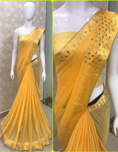 Yellow Georgette Saree with Blouse piece