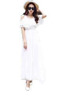 White Cold Shoulder Long Dress