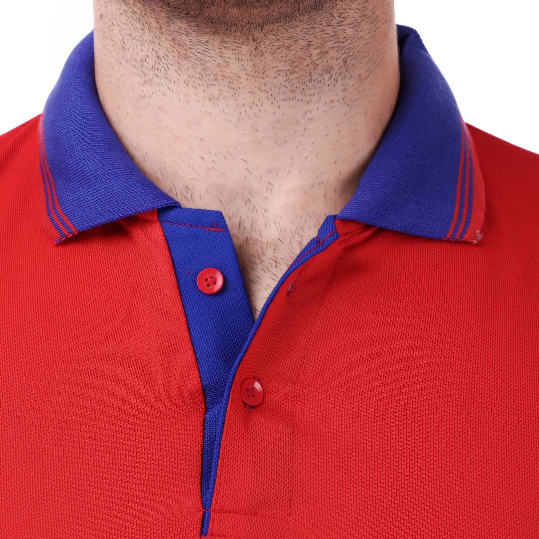 Red Solid Polyester Blend Round Neck Tees