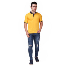 Load image into Gallery viewer, Yellow Solid Polyester Blend Round Neck Tees