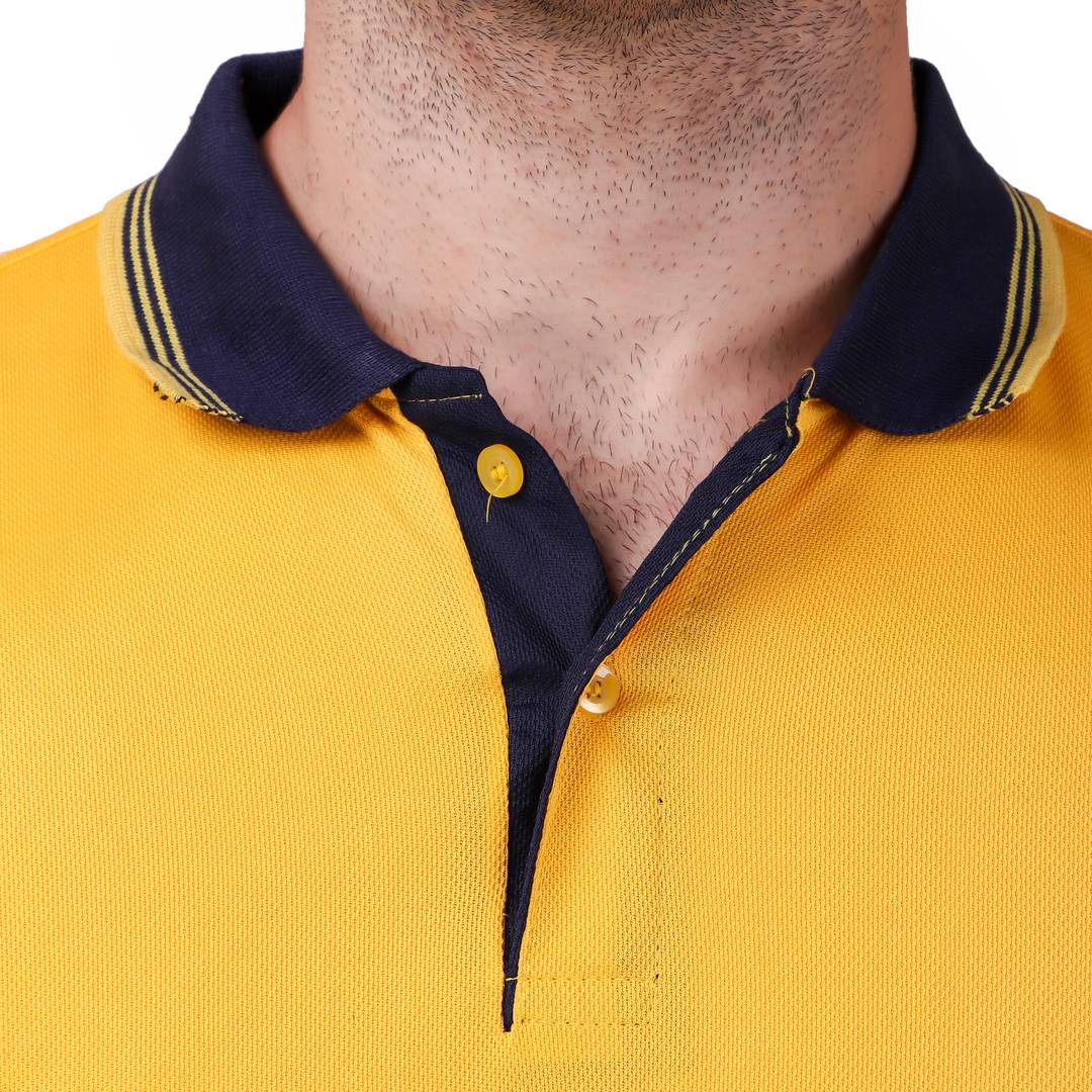 Yellow Solid Polyester Blend Round Neck Tees