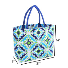 Load image into Gallery viewer, Stylish Multicoloured Printed Jute Tote Bag