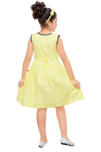 GIRLS cotton DRESS in Yellow with design - SVB Ventures 