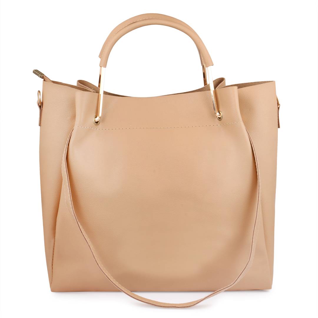 Solid Leatherette Handbag With Sling Bag (Combo)