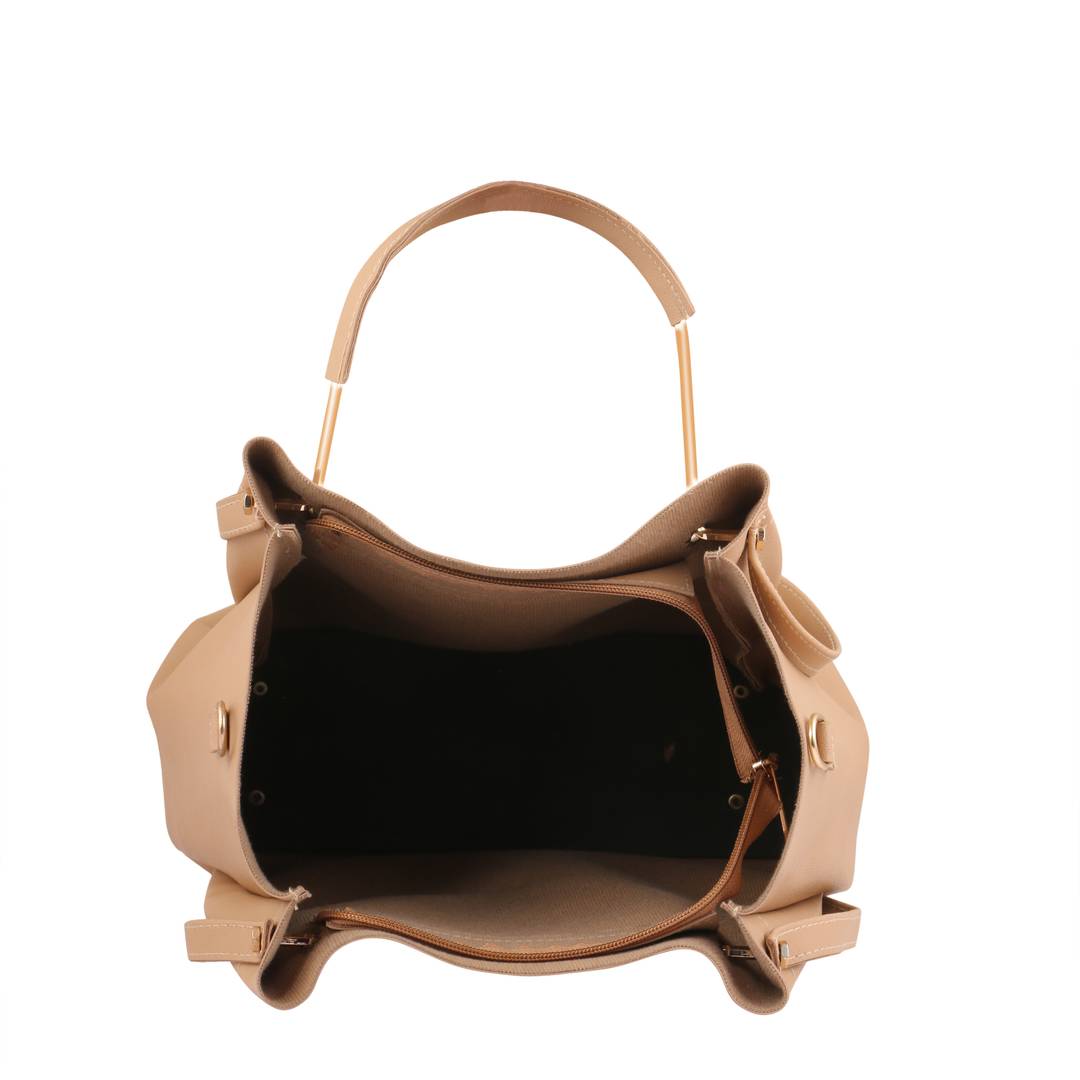 Solid Leatherette Handbag With Sling Bag (Combo)