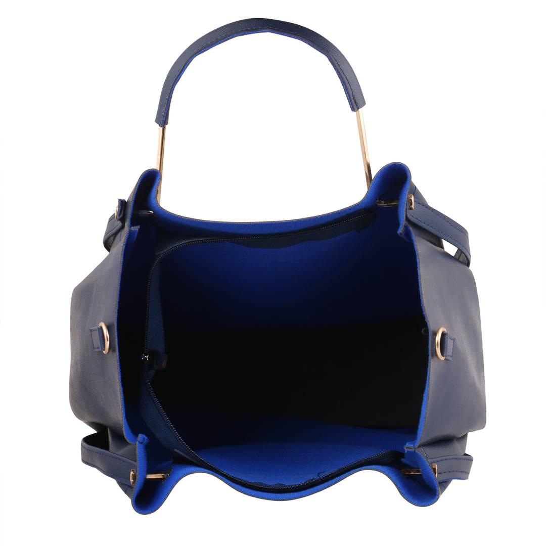 Solid Leatherette Handbag With Sling Bag (Combo)