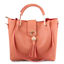 Load image into Gallery viewer, Pink Solid Leatherette Handbag With Clutch