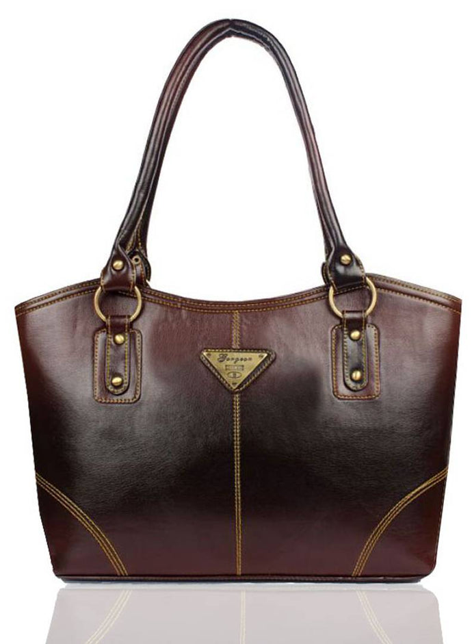 Brown Solid Faux Leather Shoulder Bag